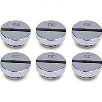 Alphacool G1/4 Chrome Screw Plug Set - 6pcs for Water Cooling Systems