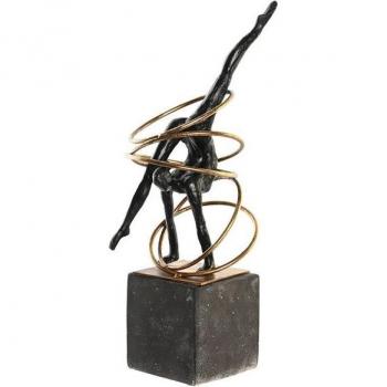Figura Decorativa DKD Home Decor Negro Dorado Metal Resina Moderno 17 x 14 x 42,5 cm