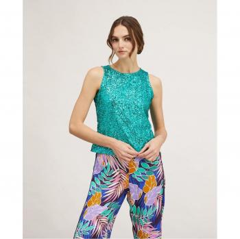 Top de lentejuelas sin mangas para mujer