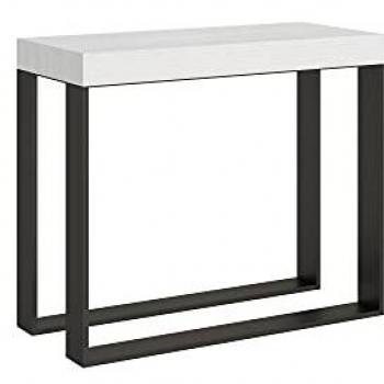 Consola extensible 90x40/300 cm Electra Premium Fresno Blanco Estructura Anthracita
