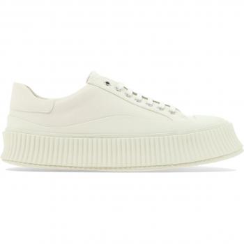 Jil Sander Men's Chunky Lace Sneakers in White, Size 43, Porcelain
