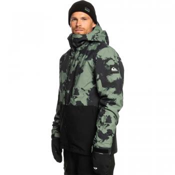 Quiksilver - Chaqueta de nieve de hombre Mission verde negro, tamaño S, estampado tie dye Laurel Wreath