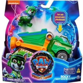 Paw Patrol - Rocky's Mighty Movie Rescue Recycling Truck Vehicle with Collectible Action Figure