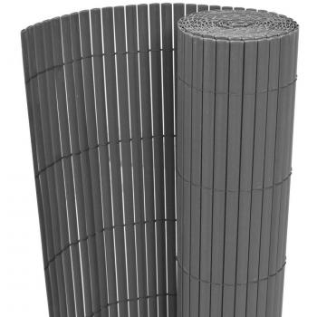 vidaXL Valla de jardín de doble cara PVC gris 150x300 cm