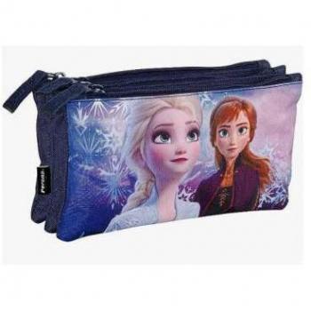 Estuche Portatodo Triple de Frozen para Niños - Diseño Plano