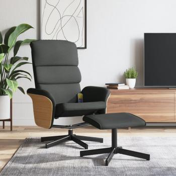Sillón reclinable de masaje con reposapiés en tejido gris oscuro