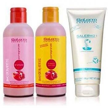 Salerm Pomegranate Champú 200 ml + Acondicionador 200 ml + Salerm21 Proteína de Seda 100ml