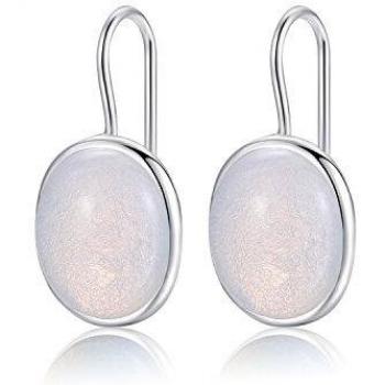 Pendientes de piedra lunar natural, ovalados, de plata de ley 925, con gancho de ópalo metJakt, joyería fina para mujer