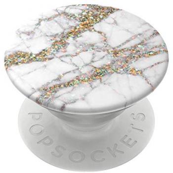 PopSockets PopGrip Soporte y Agarre para Teléfonos Móviles y Tabletas - Gold Sparkle Marble, soporte adhesivo multicolor con top intercambiable