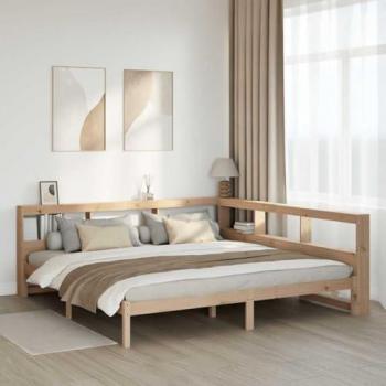 Cama con Biblioteca sin Colchón 200 x 200 cm de Madera Sólida de Pino