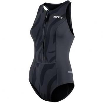 Bañador sin mangas Zone3 Yulex® negro y gris para mujer - Talla 14