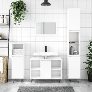 Mueble de baño blanco brillante 30x30x100cm madera multicapa Vidaxl