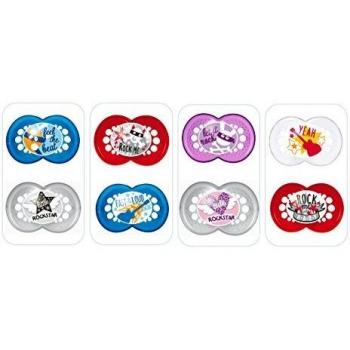 MAM chupete DecorTendencia - a partir de 18 meses - Caucho - Juego de 2 chupetes cuadro de esterilización - colores al azar