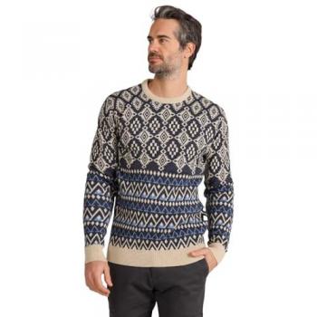 Jersey de Cuello Caja para Hombre Bendorff con Motivos Jacquard Azul Casual de Algodón Manga Larga 2024