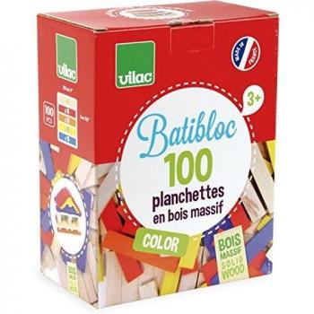 Batibloc Color - 100 Planchetas de Madera Maciza Coloreadas