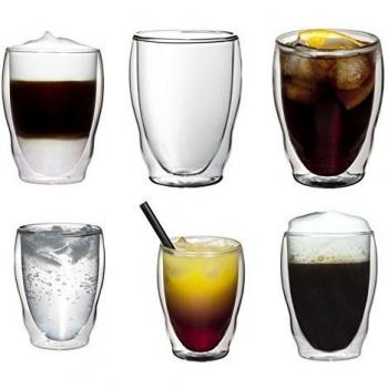 6 x 270 ml Vasos térmicos de doble pared con efecto flotante para capuchino, Latte macchiato, Cócteles, Té, zumos, cerveza, hielo, etc. aquartus de Feelino