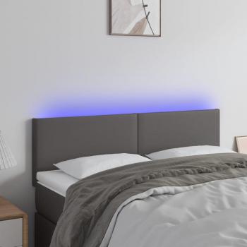 Cabecero LED Cuero Sintético Gris 144x5x78/88 cm