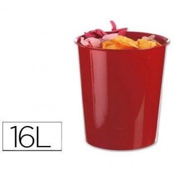 Q-Connect - Papelera Plástico Opaco 16 L Color Rojo
