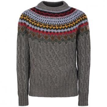 Moncler Men's Gray Round-neck Wool Alpaca Sweater, Size M