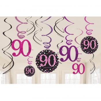 Amscan International – 9901763 rosa Kit de decoración para celebración de 90º Swirl
