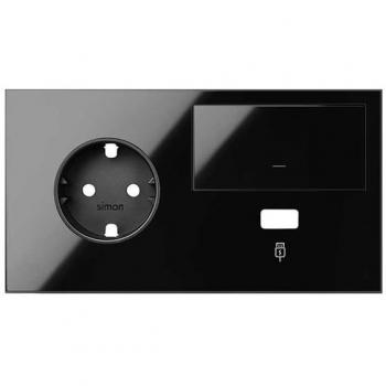 Kit Frontal 2 Elementos Base + USB + Tecla Negro Brillo