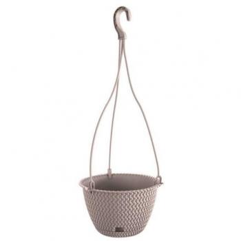 Maceta redonda colgante 3L Prosperplast Splofy de plastico en color antracita, Ø23 x 14,5 cm