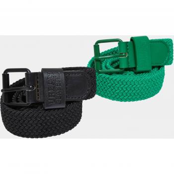 Urban Classics Kids Elastic Belt Set - Black/Bodegagreen (L/XL)