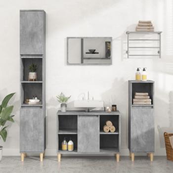 Set de muebles de baño 3 piezas de hormigón y madera contrachapada gris multicapa