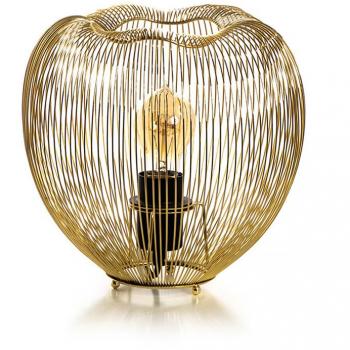 Jaula - Lámpara de Mesa de Metal Negro con diseño moderno, estructura metálica en color negro, ideal para decoración contemporánea y funcionalidad como fuente de luz