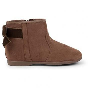 Botines de Niña con Lazo de Terciopelo y Cremallera Talla 28 Color Marrón Claro