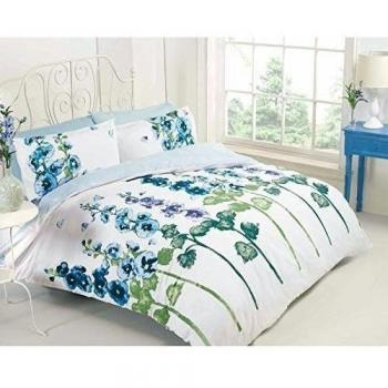 Funda de edredón Country Garden Hollyhocks - PINTURA para ropa de cama Reversible de flores de estilo