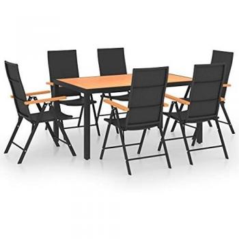 vidaXL Juego de comedor para jardín 7 piezas negro y marrón