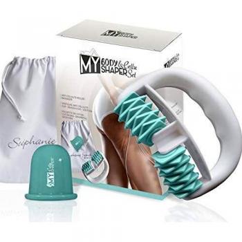 Stephanie Franck Beauty Set1 Anticelulitico Rodillo masaje, Ventosa y Bolsa. Turquesa