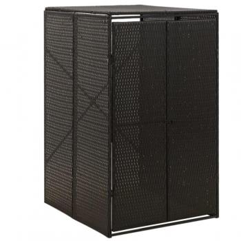 Black Poly Rattan Wheelie Bin Shed 70 x 80 x 117 cm