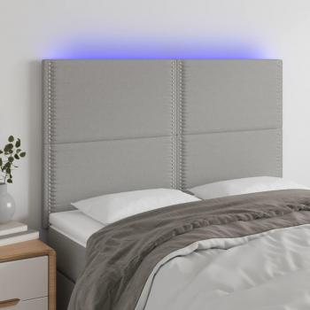 Cabecero LED Tejido 144x5x111/128 cm Gris Claro