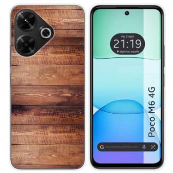 Funda de Silicona para Xiaomi Poco M6 4G con Diseño de Madera 02