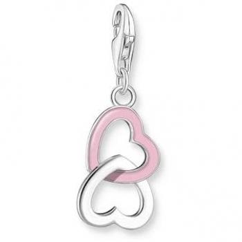Thomas Sabo Charm Club Pink Cold Enamel Intertwined Hearts Charm Pendant 2013-007-9 - Sterling Silver / Cold Enamel Female