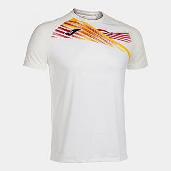 Camiseta de manga corta para hombre Joma Elite X blanca, 100% poliéster, tecnología DRY MX que favorece la transpiración, diseño ligero y cómodo, ideal para running y actividades deportivas