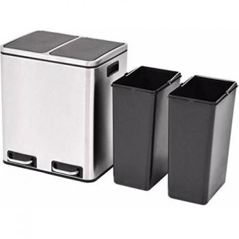vidaXL Cubo de Reciclaje y Basura con Pedal de Acero Inoxidable 30 L Basurero