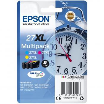 Epson 27XL Multipack Original DURABrite Ultra Ink Alta Capacidad (Cian, Amarillo, Magenta) C13T27154012