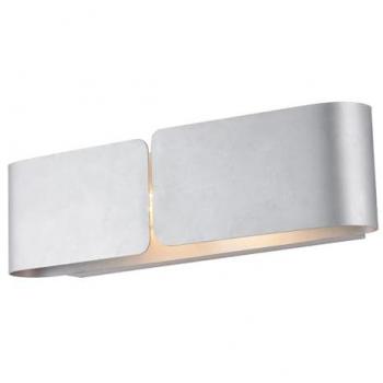 Aplique moderno de 2 luces en hierro lacado blanco con decoración en plata antigua y difusor de corte láser