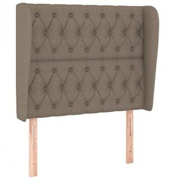 Cabecero con orejas de tela gris taupe 103x23x118/128 cm