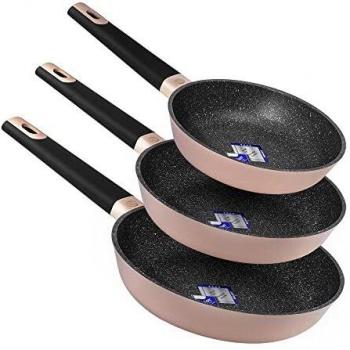 Cecotec Set de Sartenes Polka Experience 20-24-28 Bucket Set Gravity. Diámetro 20-24-28, Aluminio Fundido, Revestimiento Antiadherente, Apta para todo tipo de Cocinas y Lavavajillas, Rosa