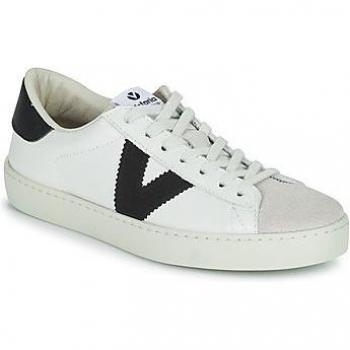 Victoria - Zapatillas de piel unisex con piezas en contraste y puntera de serraje
