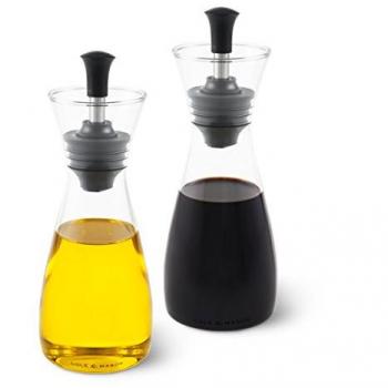 Cole & Mason H103018 Sawston Set de Aceitera y Vinagrera, 370ml, Juego De Botellas Dispensadoras/Decantadores, Vidrio/Acero Inoxidable, 2 x Botellas, Suministrado Vacío, 2 Años de Garantía