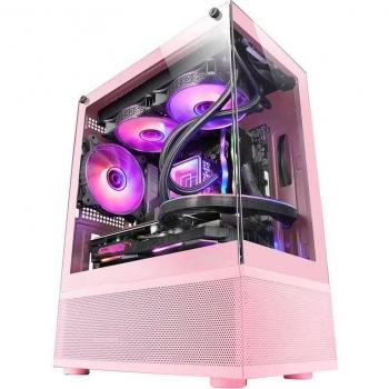 Mars Gaming MC-SE Caja PC Micro-ATX Cristal Templado Sin Marco, Diseño AirTech Mesh, Minitorre Gaming Doble Cámara, Soporte Refrigeración Líquida, Disponibles en Negro, Rosa o Blanco