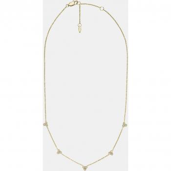 Collar Fossil Trio Glitz de Acero Dorado con Detalles Brillantes