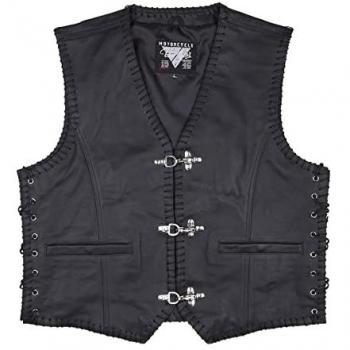 Chaleco de cuero Modeka Badlands para motocicleta - Negro (L)