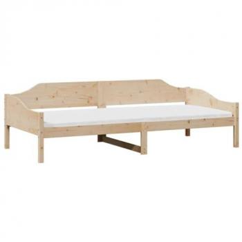 Cama solar sin colchón 80x200 cm madera maciza de pino, estructura de cama madera maciza de pino 80x200 cm, color marrón