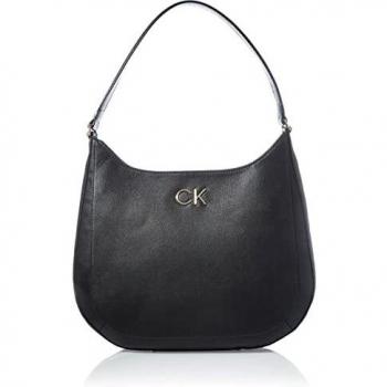 Calvin Klein Elegant Black Shoulder Bag with Zip Closure, Handbags, Female, Size: ONE SIZE